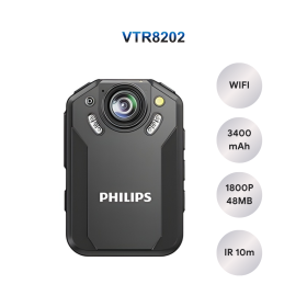Camera đeo người Philips VTR8202 chất lượng ảnh 48M có WIFI